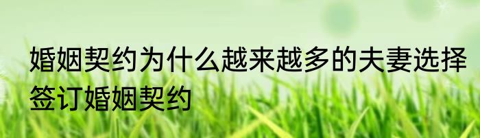 婚姻契约为什么越来越多的夫妻选择签订婚姻契约