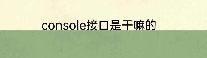 console接口是干嘛的