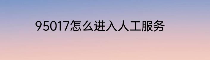95017怎么进入人工服务