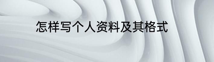 怎样写个人资料及其格式