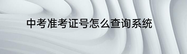 中考准考证号怎么查询系统