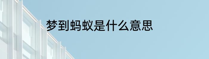 梦到蚂蚁是什么意思