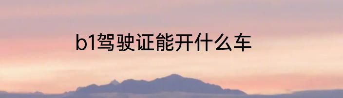 b1驾驶证能开什么车