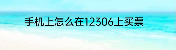 手机上怎么在12306上买票