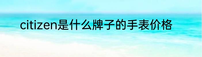 citizen是什么牌子的手表价格