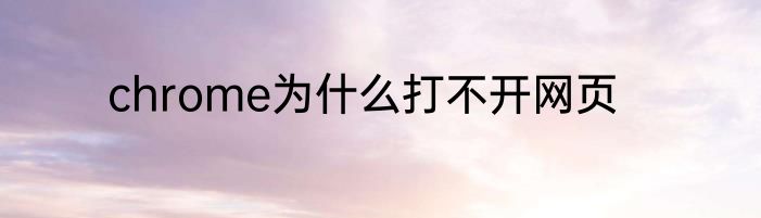 chrome为什么打不开网页