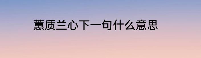 蕙质兰心下一句什么意思