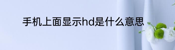 手机上面显示hd是什么意思