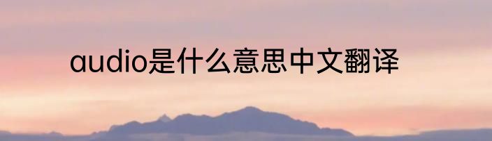 audio是什么意思中文翻译