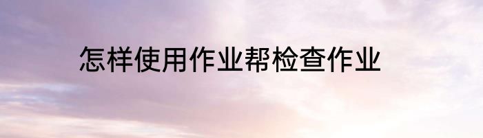 怎样使用作业帮检查作业