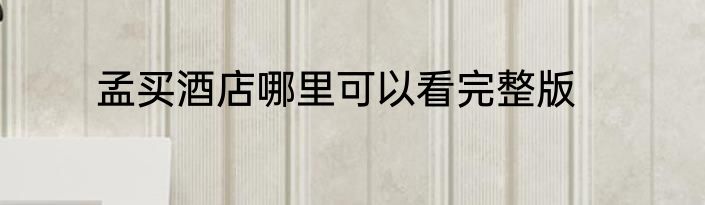 孟买酒店哪里可以看完整版