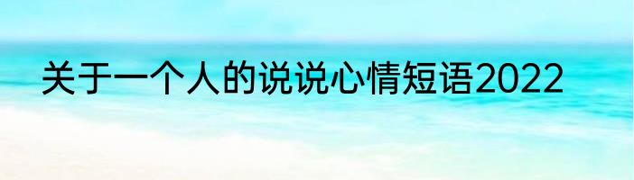 关于一个人的说说心情短语2022