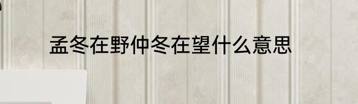 孟冬在野仲冬在望什么意思