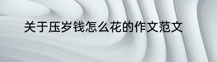 关于压岁钱怎么花的作文范文