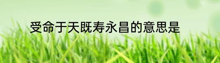 受命于天既寿永昌的意思是