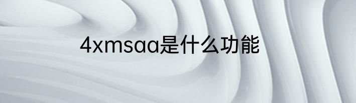 4xmsaa是什么功能