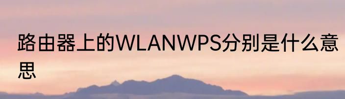 路由器上的WLANWPS分别是什么意思