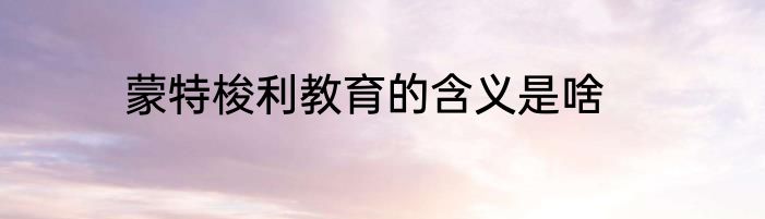 蒙特梭利教育的含义是啥