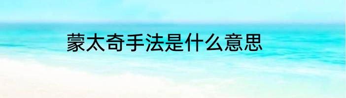 蒙太奇手法是什么意思