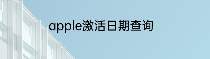 apple激活日期查询
