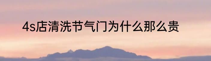 4s店清洗节气门为什么那么贵