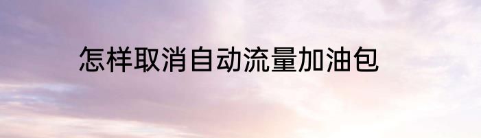 怎样取消自动流量加油包