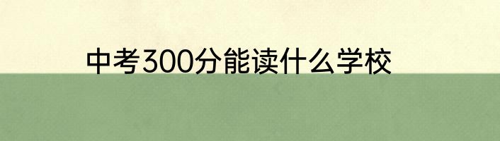 中考300分能读什么学校