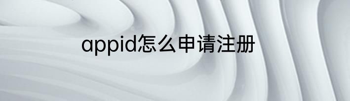 appid怎么申请注册