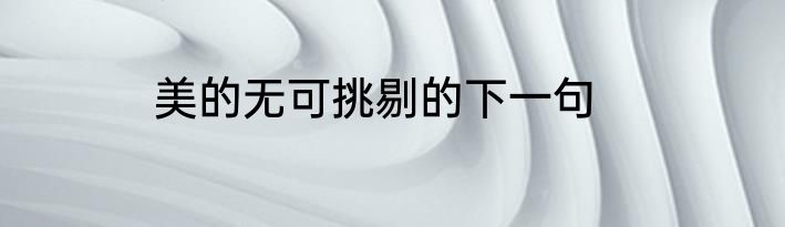 美的无可挑剔的下一句