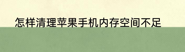 怎样清理苹果手机内存空间不足