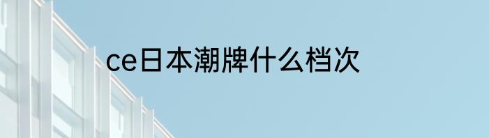 ce日本潮牌什么档次