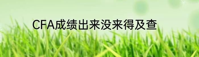 CFA成绩出来没来得及查