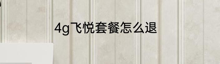 4g飞悦套餐怎么退