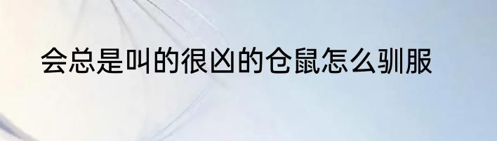 会总是叫的很凶的仓鼠怎么驯服