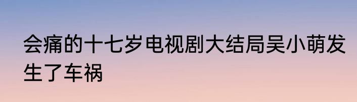 会痛的十七岁电视剧大结局吴小萌发生了车祸