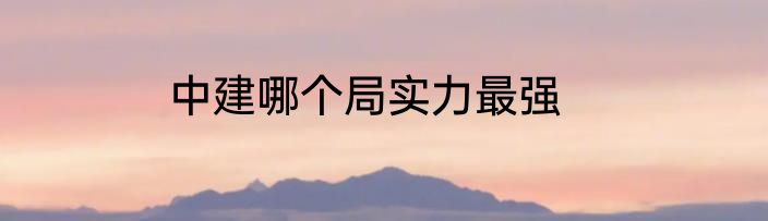中建哪个局实力最强