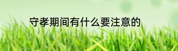 守孝期间有什么要注意的