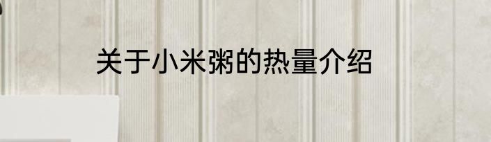 关于小米粥的热量介绍