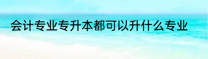 会计专业专升本都可以升什么专业