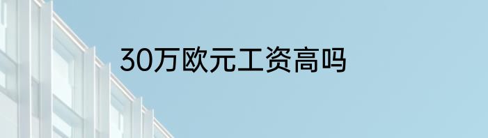 30万欧元工资高吗