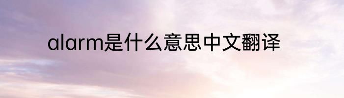 alarm是什么意思中文翻译