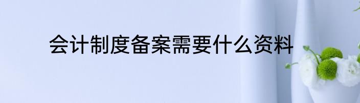 会计制度备案需要什么资料