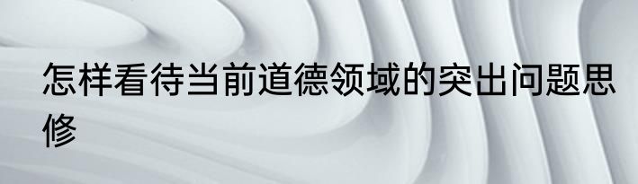 怎样看待当前道德领域的突出问题思修