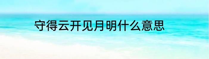 守得云开见月明什么意思