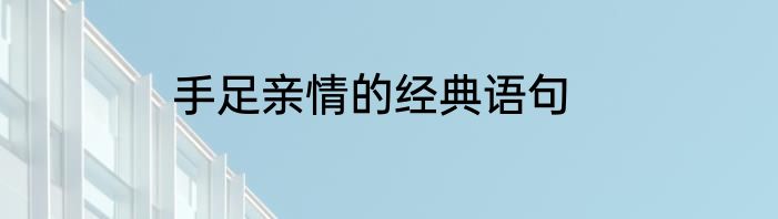 手足亲情的经典语句