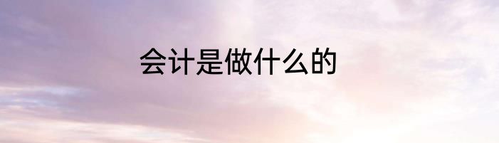 会计是做什么的