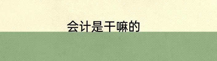 会计是干嘛的