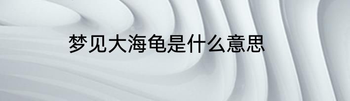 梦见大海龟是什么意思