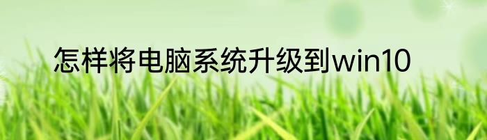 怎样将电脑系统升级到win10