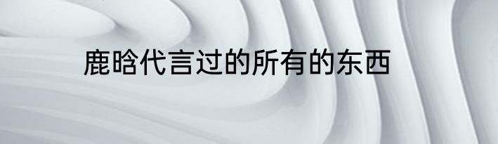 鹿晗代言过的所有的东西
